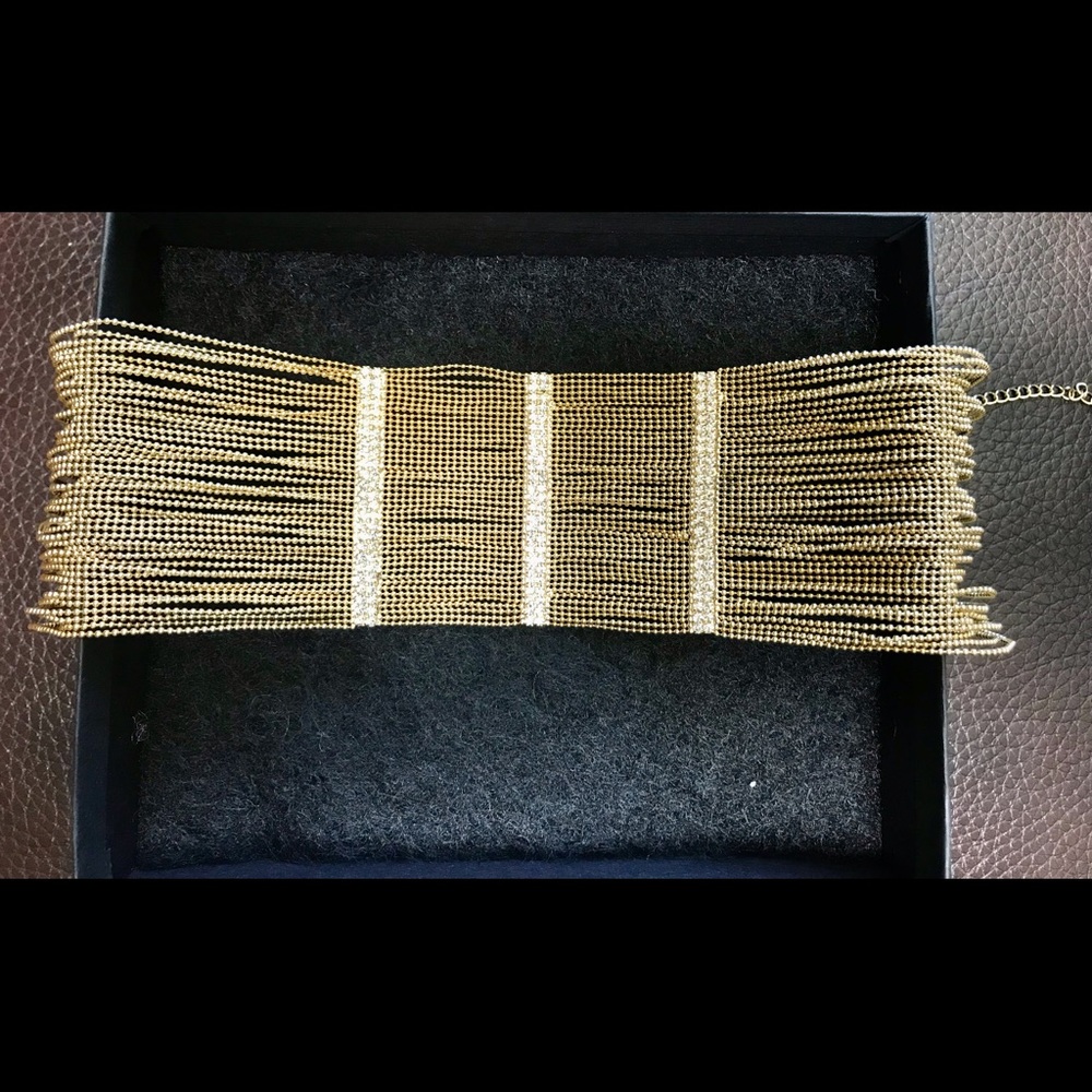 Brand new gold-plated with stones choker 10 1/2 inches long